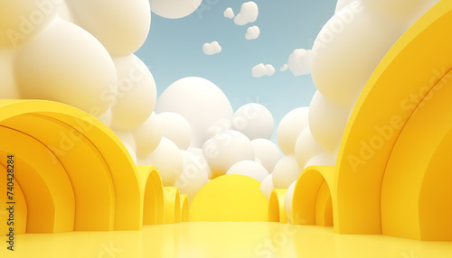 Abstract yellow-blue background. Skies and clouds. The entrance to paradise.