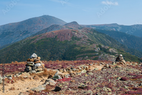 Εκτύπωση καμβά rock cairns mark the Appalachian trail in the White Mountains of NH Mount Washin
