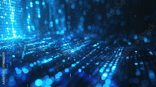 Beautiful blue digital background, digitalization and artificial intelligence concept.