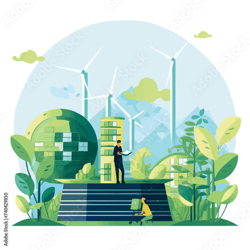 green-sustainable earth with a urban planning officer, esg, green economy and green finance	
