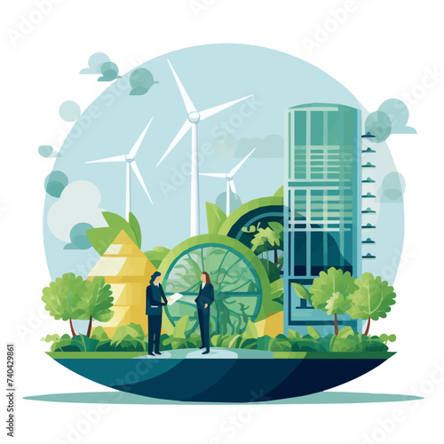 green-sustainable earth with a urban planning officer, esg, green economy and green finance	
