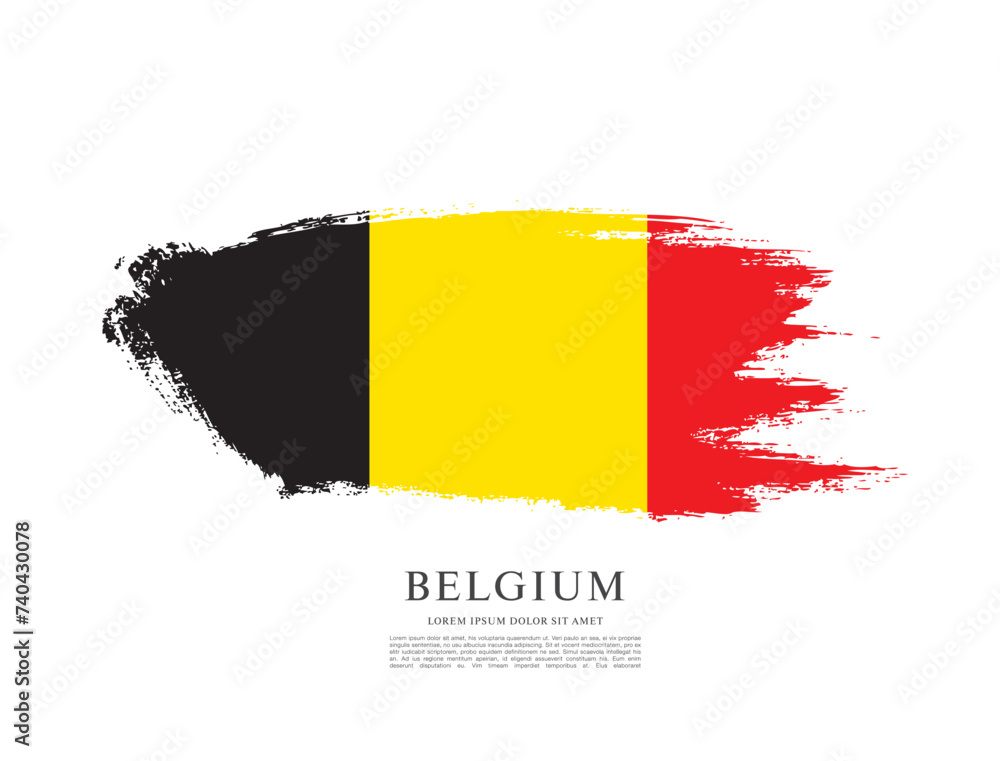 Obraz premium Flag of Belgium, brush stroke background