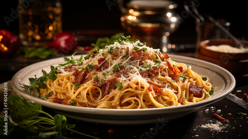 Taste of Tradition  Celebrating Rome s Culinary Legacy with Spaghetti Carbonara in Vibrant Imagery