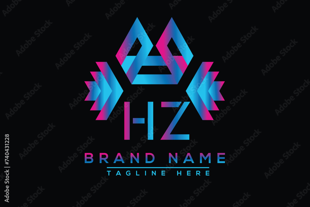 Blue HZ letter logo design. Vector logo design for business. Blue HZ letter logo design. Vector logo design for business.