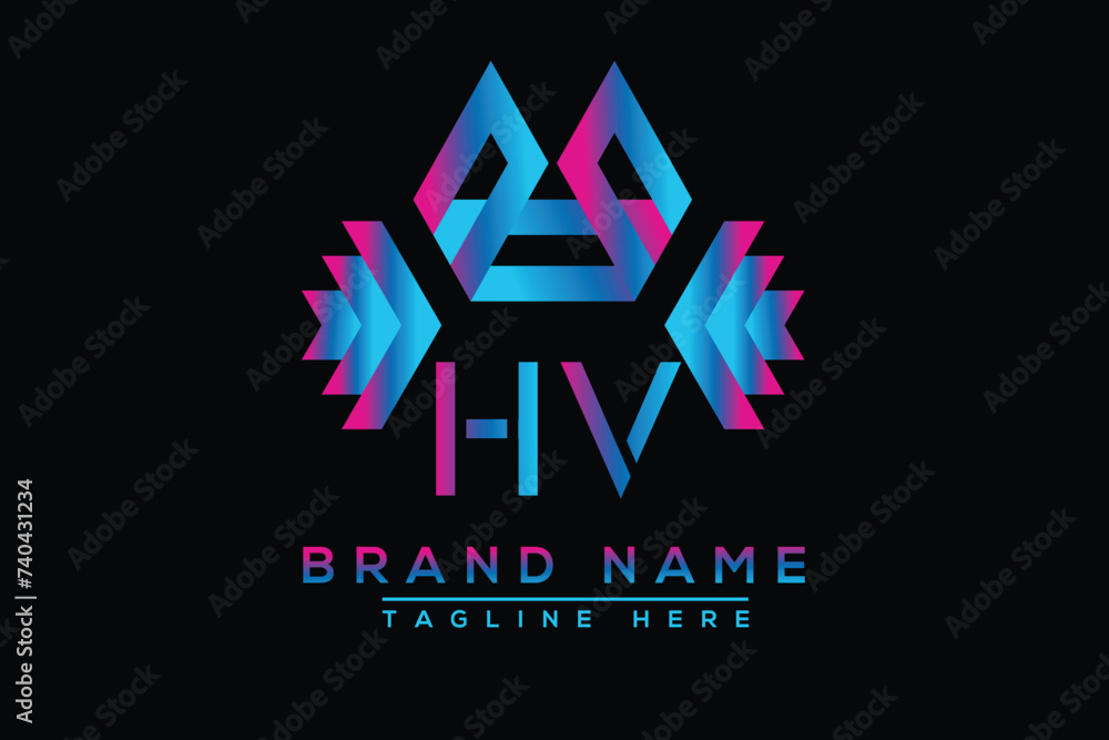 Blue HV letter logo design. Vector logo design for business. Blue HV letter logo design. Vector logo design for business.