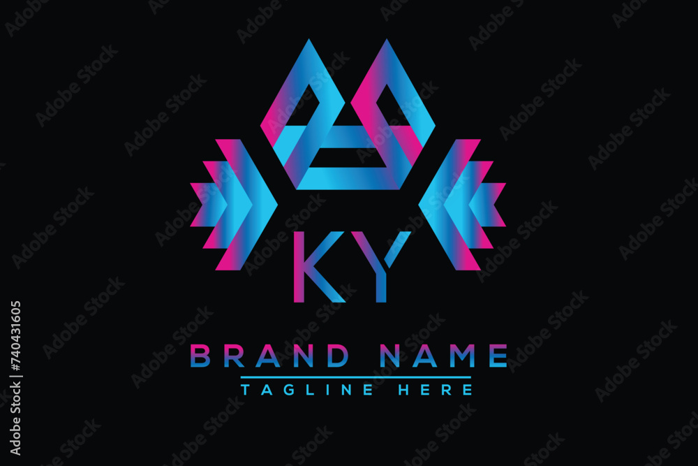 Blue KY letter logo design. Vector logo design for business. Blue KY letter logo design. Vector logo design for business.