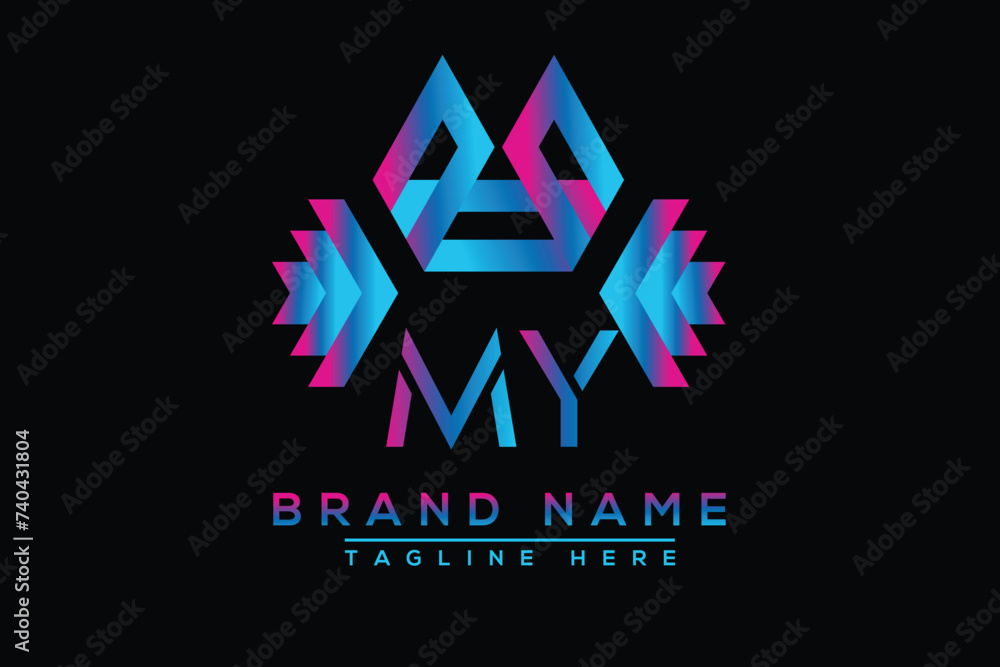 Blue MY letter logo design. Vector logo design for business. Blue MY letter logo design. Vector logo design for business.