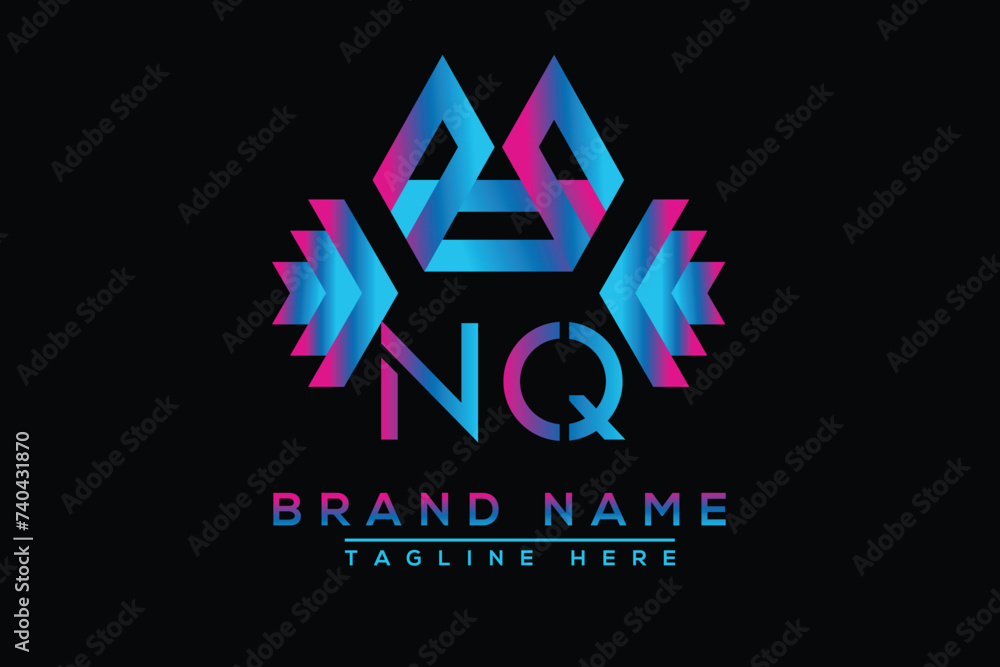 Blue NQ letter logo design. Vector logo design for business. Blue NQ letter logo design. Vector logo design for business.