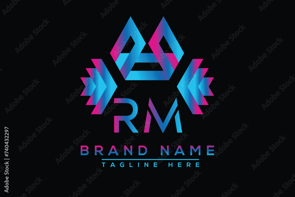 Blue RM letter logo design. Vector logo design for business. Blue RM letter logo design. Vector logo design for business.