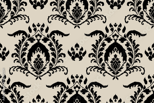 Ikat tribal Indian seamless pattern. Ethnic Aztec fabric carpet mandala ornament native boho chevron textile.Geometric African American oriental traditional vector illustrations. Embroidery style.