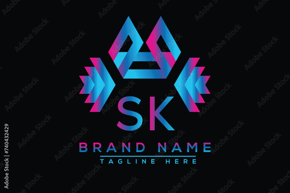 Blue SK letter logo design. Vector logo design for business. Blue SK letter logo design. Vector logo design for business.