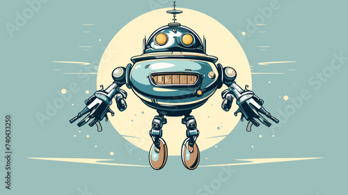 Abstract floating robot with anti-gravity propulsion. simple Vector art