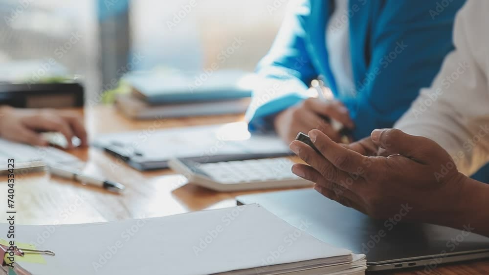 Team of business people are meeting to analyze data for marketing plan,Market research reports and income statistics, Financial and Accounting concept. Team of business people are meeting to analyze data for marketing plan,Market research reports and income statistics, Financial and Accounting concept.