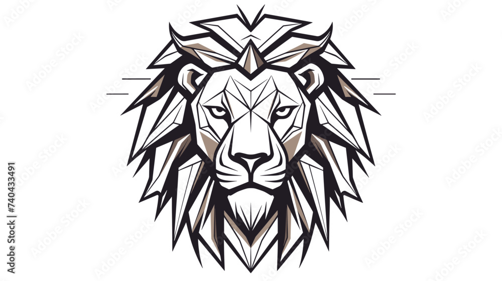 Abstract constellation-themed lion with a majestic mane. simple Vector art