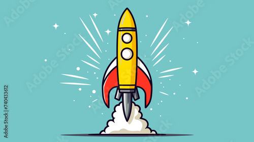Abstract rocket ship symbolizing the startup's launch and growth. simple Vector art