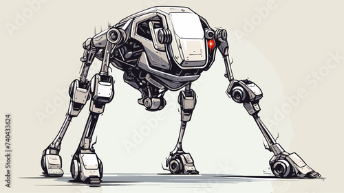 Abstract robot with telescopic legs for variable height. simple Vector art