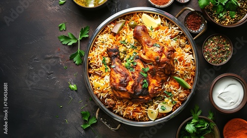 Chicken Kabsa: Homemade Arabian Biryani Overhead View