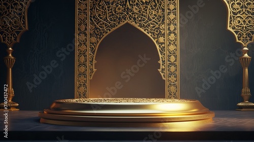 Concept of Ramadan Kareem: Islamic Podium Luxury

