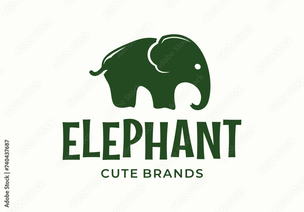 Fototapeta premium Cute elephant silhouette logo icon vector illustration design
