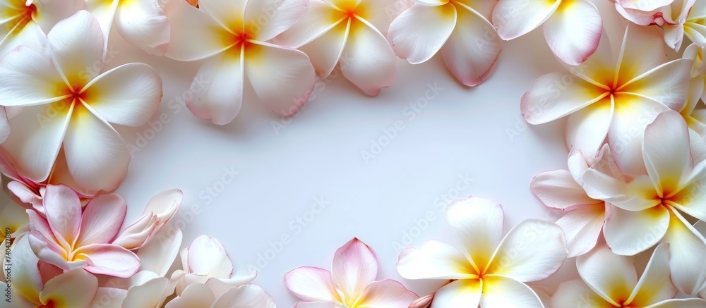A heartshaped arrangement of pink and white flowers on a light background, symbolizing love and purity. The delicate petals contrast beautifully with the white blossoms A heartshaped arrangement of pink and white flowers on a light background, symbolizing love and purity. The delicate petals contrast beautifully with the white blossoms