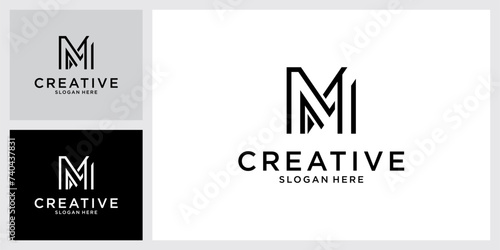 M or MM initial letter logo design vector