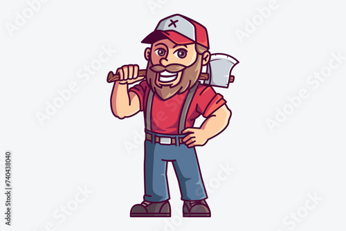 Smiling lumberjack cartoon character illustration 