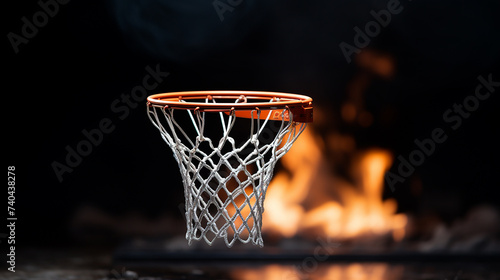 Closeup basketball hoop on dark background © iCexpert