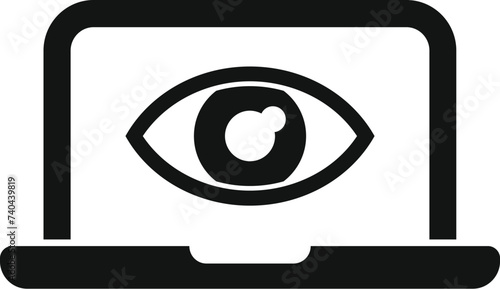 Secured guard eye laptop icon simple vector. Stop theft. Prevent robbery