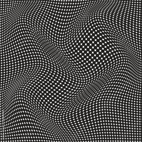 abstract monochrome wavy dot curved pattern vector background.