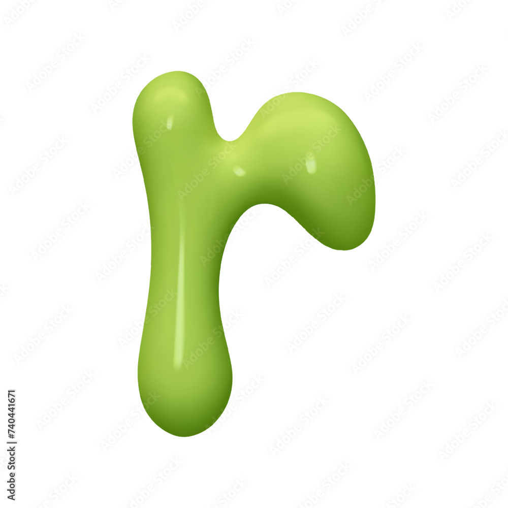 Greem Coloured R letter R. letter r sign green color. Realistic 3d design in cartoon ...