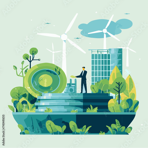 green-sustainable earth with a urban planning officer, esg, green economy and green finance	
