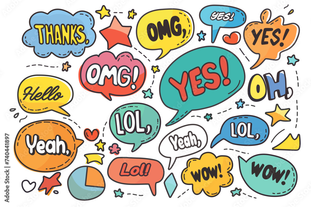 speech bubbles text bubble funky groovy element vector collection of cartoon cute doodle retro design sticker colorful labels speech bubbles text bubble funky groovy element vector collection of cartoon cute doodle retro design sticker colorful labels