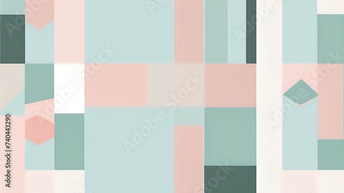 Wallpaper Mural A minimalist geometric design in pastel shades of mint green and blush pink, adding a modern touch to the background. Torontodigital.ca