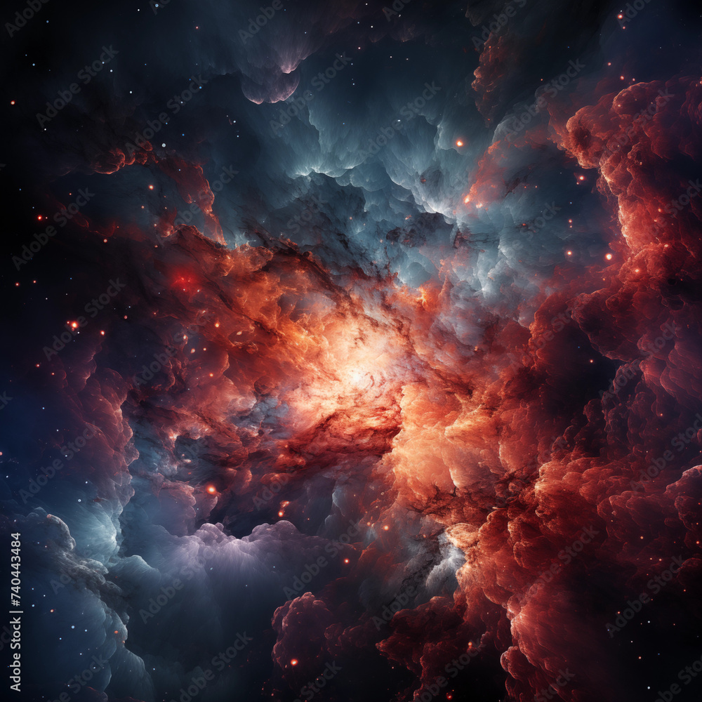 A nebula with stars and lightning