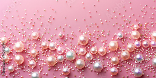 Pearl confetti on pink background 