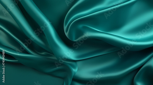 Wallpaper Mural Dark teal green silk satin Shiny smooth fabric Soft folds Luxury background with space for design Torontodigital.ca