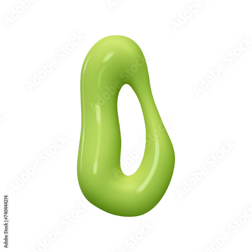 letter O. letter sign green color. Realistic 3d design in cartoon liquid paint style. Isolated on white background. vector illustration