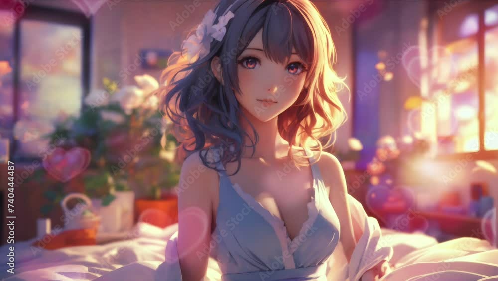 a woman was already wearing a nightgown in the afternoon, Seamless looping time-lapse animation video background Generated AI a woman was already wearing a nightgown in the afternoon, Seamless looping time-lapse animation video background Generated AI