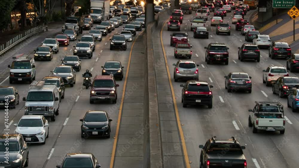 TL of Los Angeles Downtown Busy 110 Freeway Traffic Telephoto Time Lapse California USA TL of Los Angeles Downtown Busy 110 Freeway Traffic Telephoto Time Lapse California USA