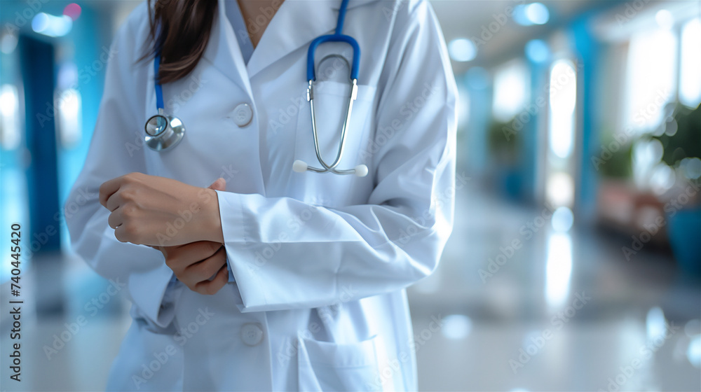 Female doctor is holding a stethoscope Female doctor is holding a stethoscope