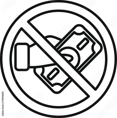 Stop money theft icon outline vector. Secure attack hacker. Insurance enforcement