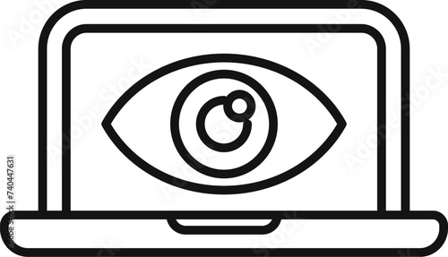 Secured guard eye laptop icon outline vector. Stop theft. Prevent robbery