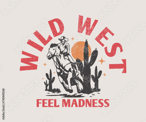 Vintage illustration of cowboy vector t shirt design vector graphic typographic poster or tshirts street wear and Urban style