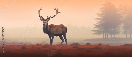 Red deer, in autumn grass field © gufron