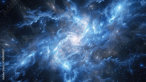 Blue and white nebula amid sunlit stars, Ai Generated © Crazy Juke