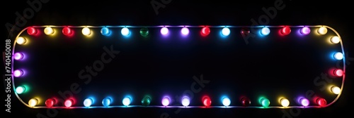 Vibrant frame of multicolored LED bulbs against a sleek black backdrop, illuminating creativity. Ai Generated.