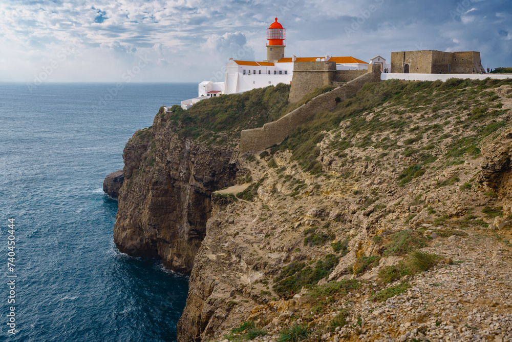 Cape St.Vincent, the southwesternmost point of continental Europe. The cape situated 6 km west of the town of Sagres, Algarve, Portugal