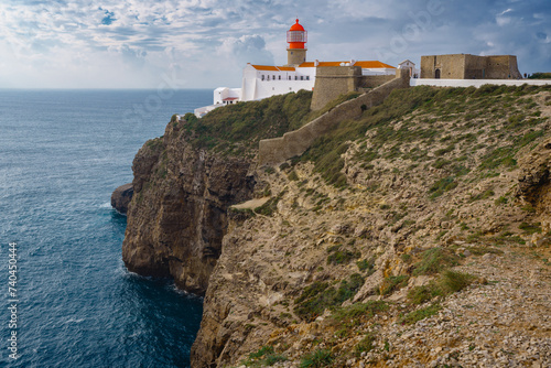 Cape St.Vincent, the southwesternmost point of continental Europe. The cape situated 6 km west of the town of Sagres, Algarve, Portugal