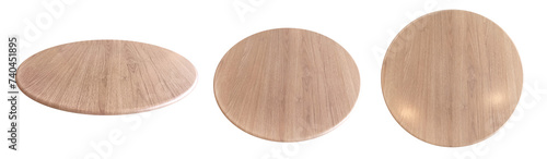 Round wooden table set PNG transparent