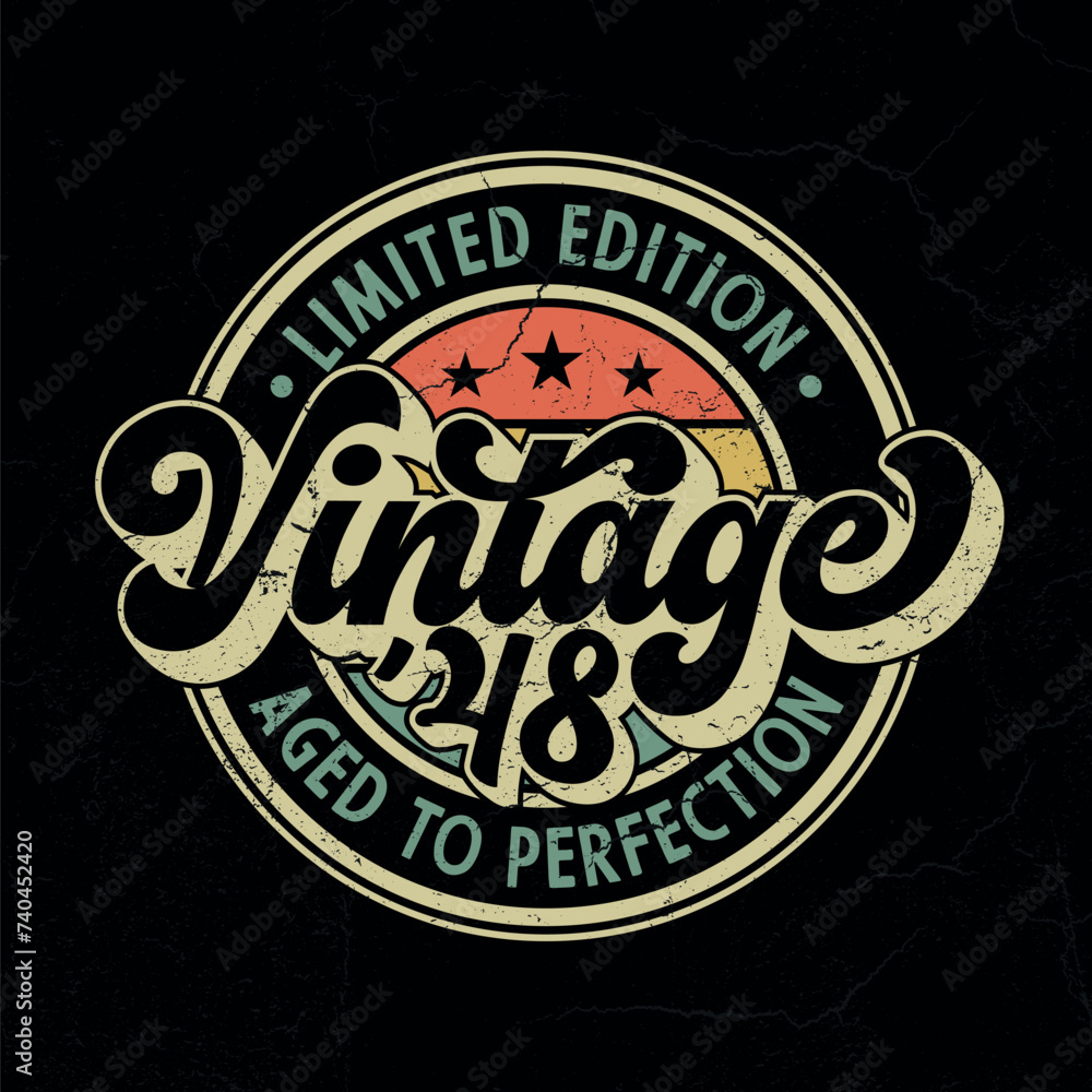 Vintage 1948, Limited Edition, All Original Parts - Vintage Birthday Design. Good For Poster, Wallpaper, T-Shirt, Gift